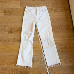 MOTHER White Tripper Ankle Fray Jeans